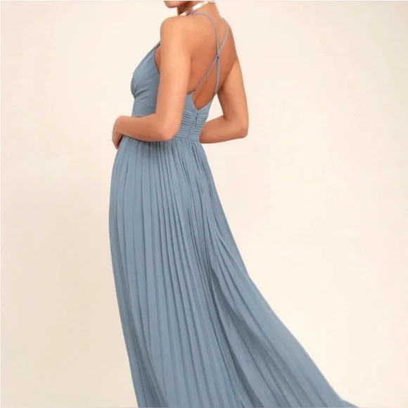 Lulus Depths of My Love Maxi Dress Size Small in Dusty Blue